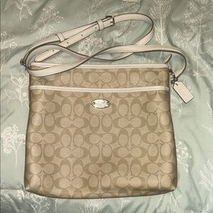 Coach Tan Crossbody Bag with Signature Monogram
